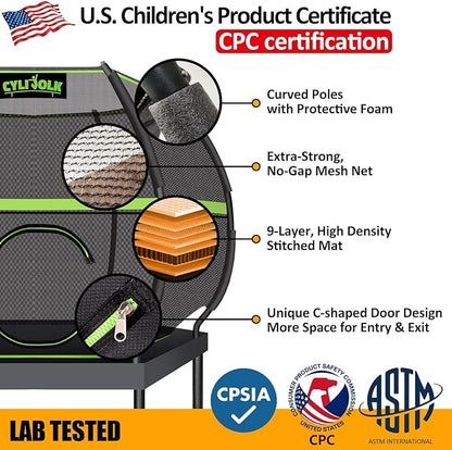 Trampoline for Kids, Heavy Duty Recreational Trampolines Toddler Trampoline with Enclosure Net