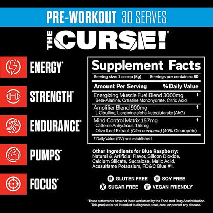 JNX SPORTS The Curse! Pre Workout Powder for Men & Women, Caffeine, Beta-Alanine, Creatine