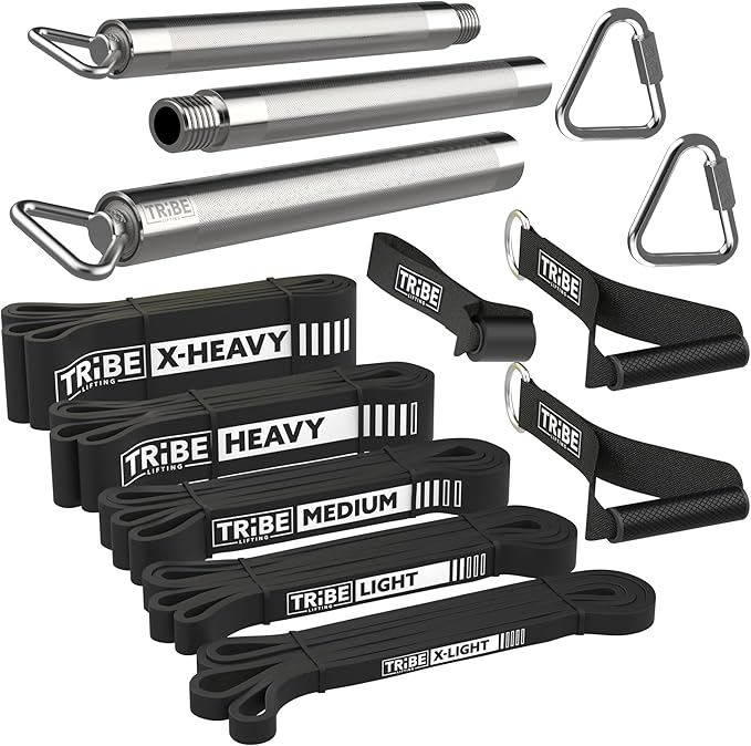 Long Resistance Bands for Working Out Men and Women - Set of 5 Pull-Up Bands, Rubber Handles and