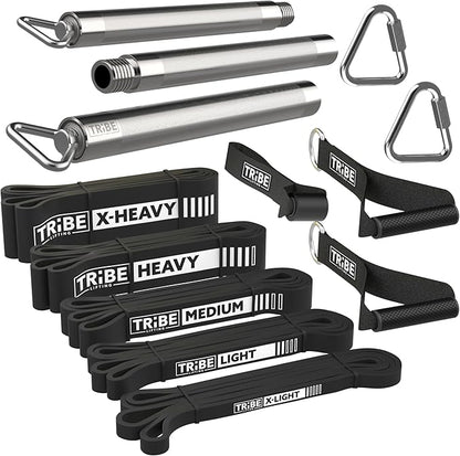 Long Resistance Bands for Working Out Men and Women - Set of 5 Pull-Up Bands, Rubber Handles and