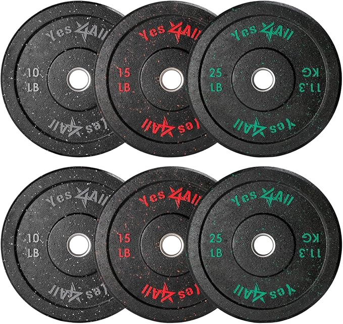 Yes4All 2" Bumper Plate, 10-190 LB Olympic Rubber Weight Plate with Steel Hub for WeightLifting