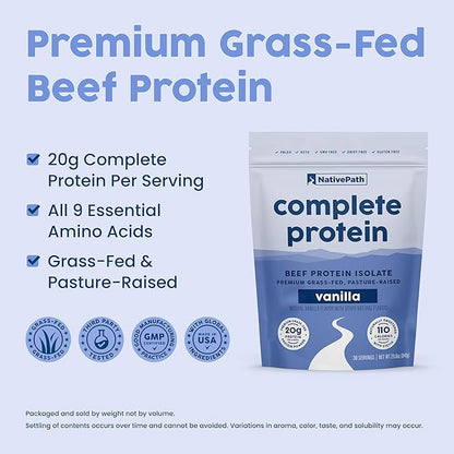 NativePath Complete Beef Protein Powder Isolate ??Grass-Fed, Pasture-Raised, Dairy & Lactose Free