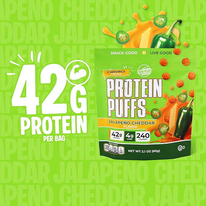 Twin Peaks Low Carb, Keto Friendly Protein Puffs, (Jalapeno Cheddar, 2.1 Ounce), 2 Servings, 3 Pack