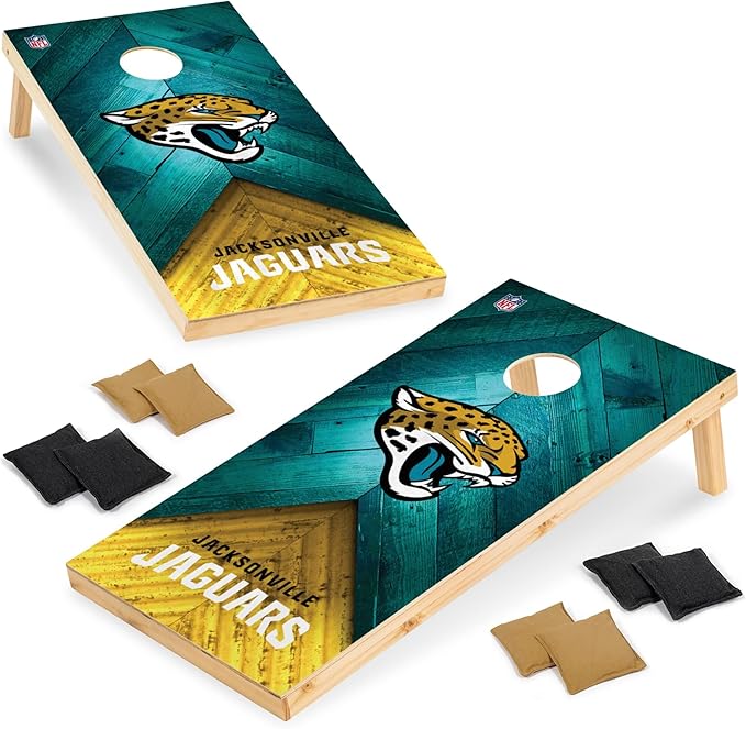 NFL Football 2' x 4' Regulation Size Solid Wood Cornhole Set with Direct Print HD Team Graphics