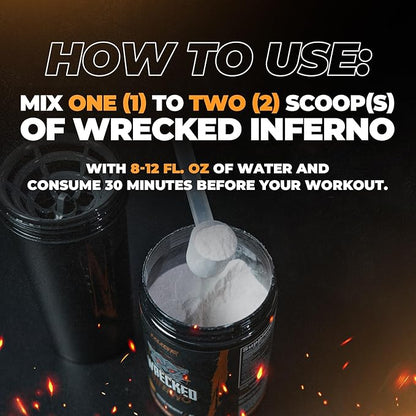 Wrecked Inferno - Thermogenic Pre Workout For Men & Women, Increase Energy, Boost Thermogenesis &