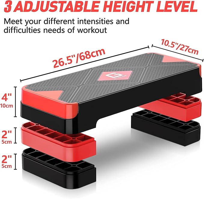 Aerobic Exercise Step, Adjustable Aerobic Stepper for Exercise, Workout Step Platform for Step Up