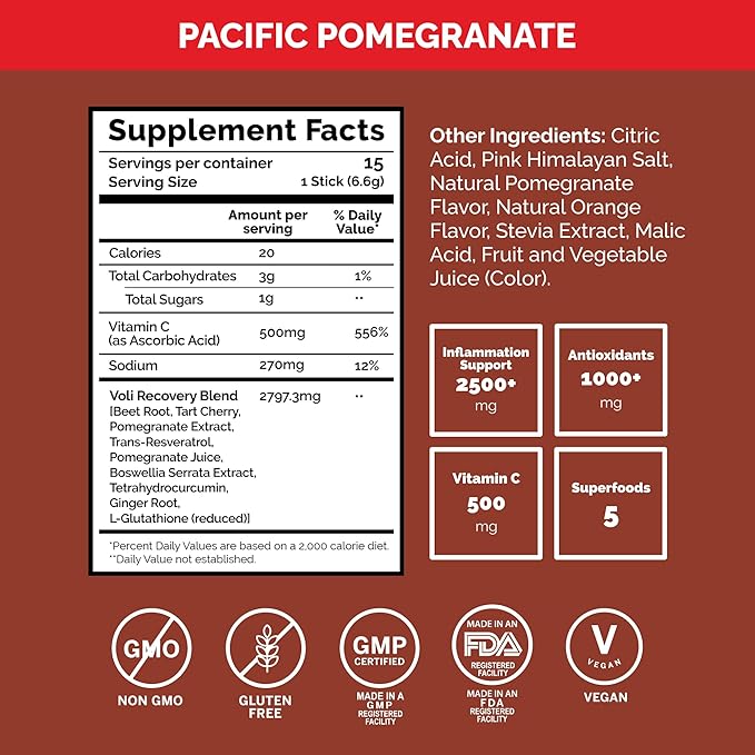 Voli Recovery - Post Workout Superfood Powder | Plant-Based Drink Mix Packets with Curcumin, Ginger