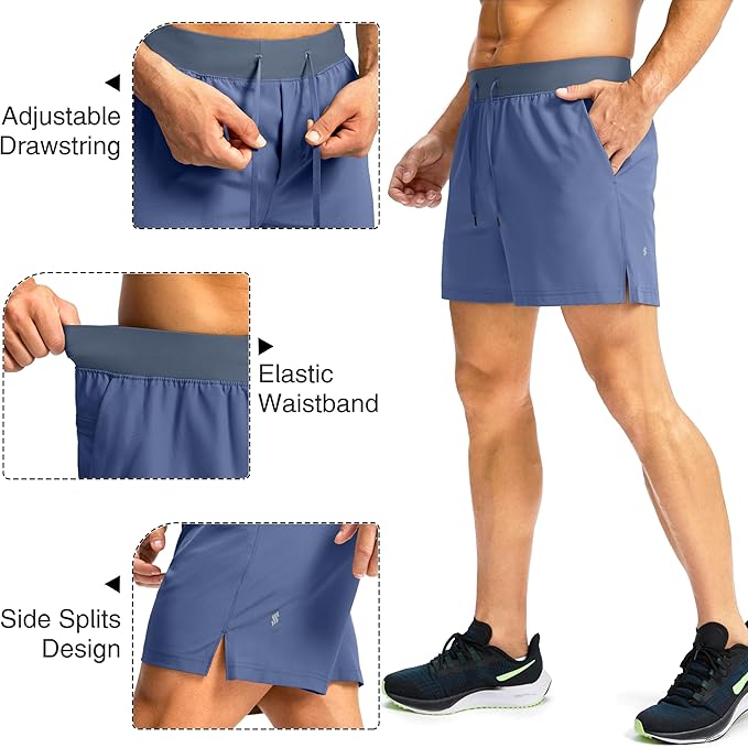 Men's Running Shorts with Zipper Pockets 9 Inch/ 7 Inch / 5 Inch Lightweight Quick Dry Gym Workout