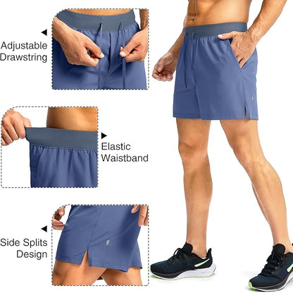 Men's Running Shorts with Zipper Pockets 9 Inch/ 7 Inch / 5 Inch Lightweight Quick Dry Gym Workout