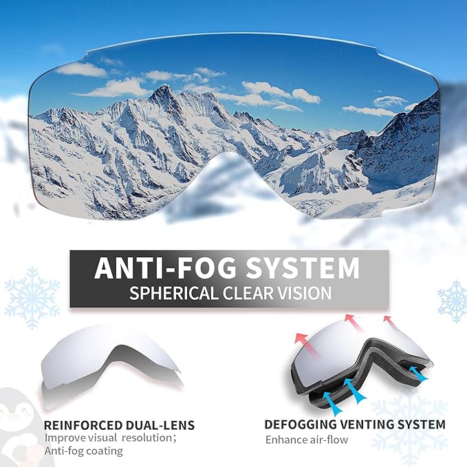 Freela Kids Ski Snowboard Goggles for Toddler(3-14) Youth Anti Fog Anti UV Goggles Girls Boys Snow