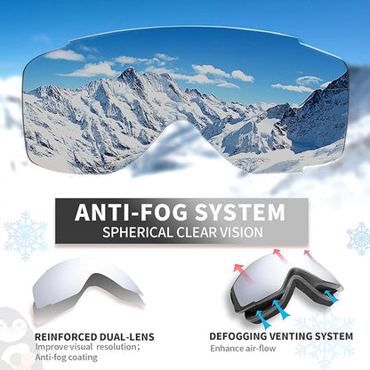 Freela Kids Ski Snowboard Goggles for Toddler(3-14) Youth Anti Fog Anti UV Goggles Girls Boys Snow