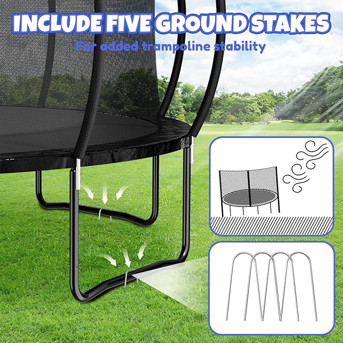 14FT & 16FT Trampoline for Kids & Adults, Big Round Trampoline with Basketball Hoop, Sprinkler &