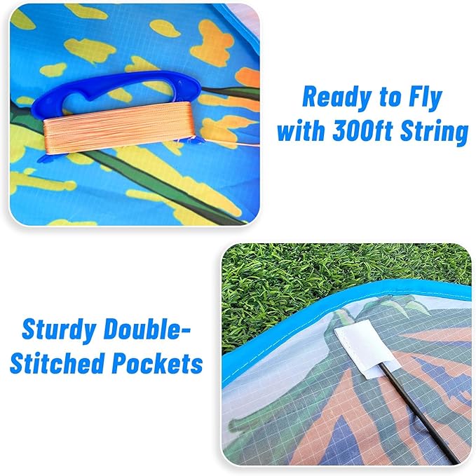 Mint's Colorful Life Dragon Kite for Kids & Adults, Easy to Fly Best Beach Kites for Beginners