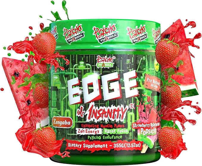 Psycho Pharma Strongest High Stim Preworkout Powder - Edge of Insanity - Most Intense Pre Workout