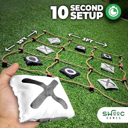 Swooc Games® - Giant Tic Tac Toe Game Outdoor (All Weather) | 3ft x 3ft | Instant Setup, No