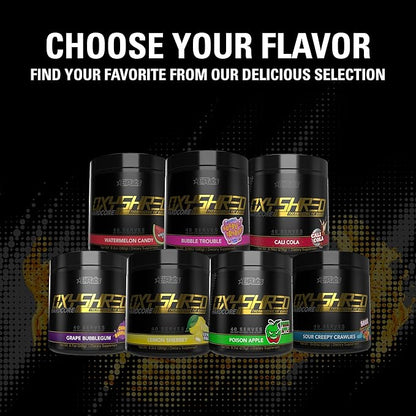 EHP Labs OxyShred Hardcore Super Dosed Pre Workout Powder - Preworkout Powder with L Glutamine &