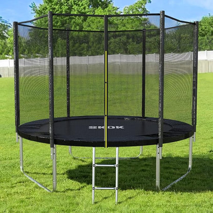 SKOK Trampoline 8FT 10FT 12FT 14FT 15FT Trampolines with Enclosure Net, 400LBS Outdoor Trampolines