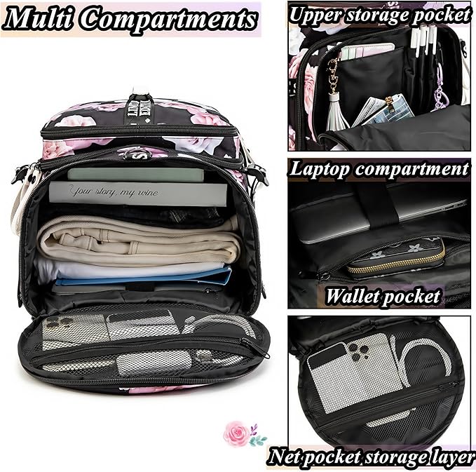 Gym Duffle Bag Backpack with Shoe Compartment,4 ways Travel Backpack for Women and