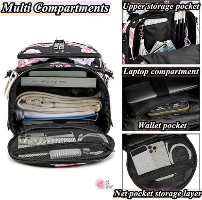 Gym Duffle Bag Backpack with Shoe Compartment,4 ways Travel Backpack for Women and