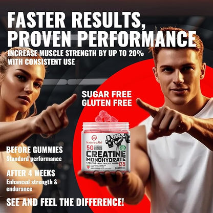 Creatine Monohydrate Gummies (5g) – Pre-Workout Energy & Muscle Growth Support for Men & Women |