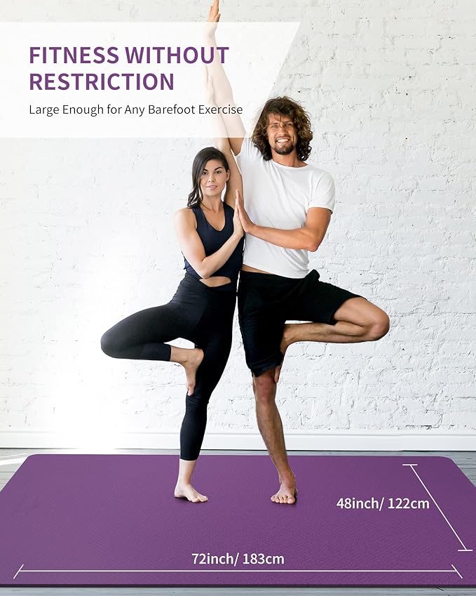CAMBIVO Large Yoga Mat (6'x 4'), Extra Wide Workout Mat for Men and Women, Yoga Mat Thick 1/3 &1/4