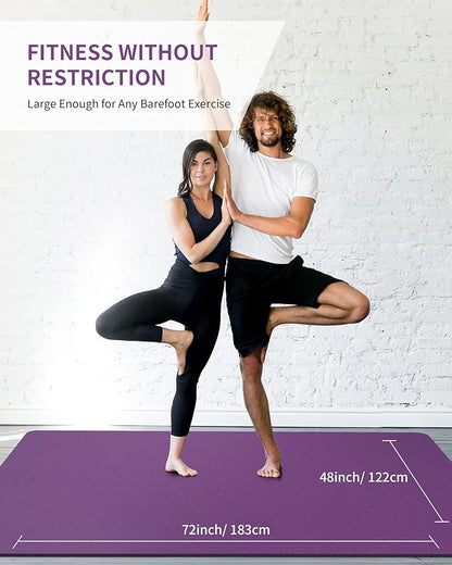 CAMBIVO Large Yoga Mat (6'x 4'), Extra Wide Workout Mat for Men and Women, Yoga Mat Thick 1/3 &1/4