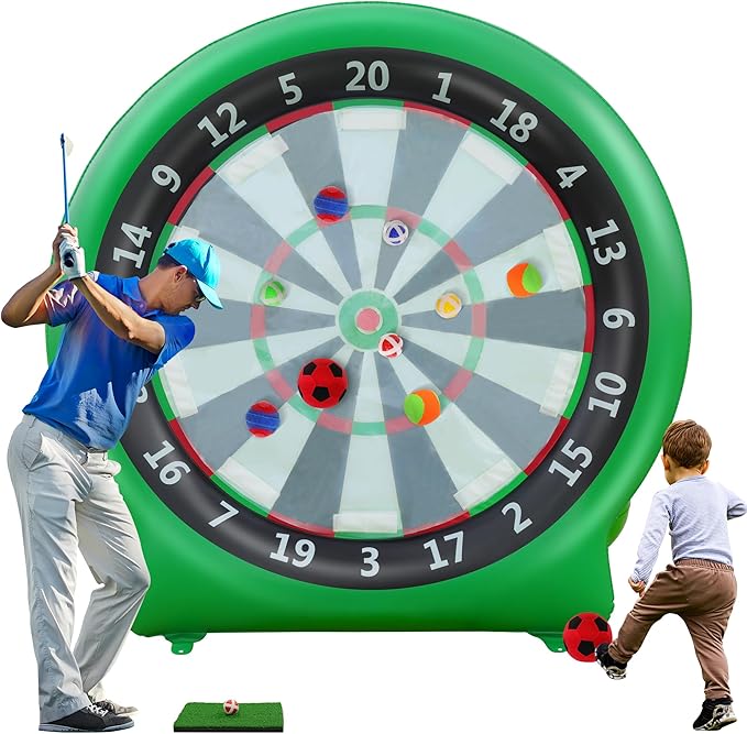 6FT Inflatable Dartboard, Giant Kick Darts Soccer Darts Golf & Throw Dart with Air Pump, Giant