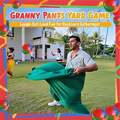 Granny Pants Yard Game, Granny Pants Outdoor Game - Oversized Giant Pants Game with Bouncy Balls &