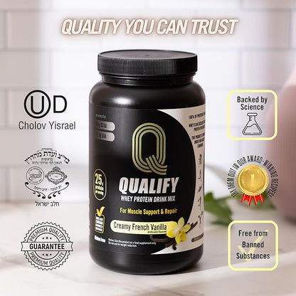 French Vanilla Whey Protein Powder. 25g Protein, 5.5g BCAA, Cholov Yisroel Kosher, Gluten-Free