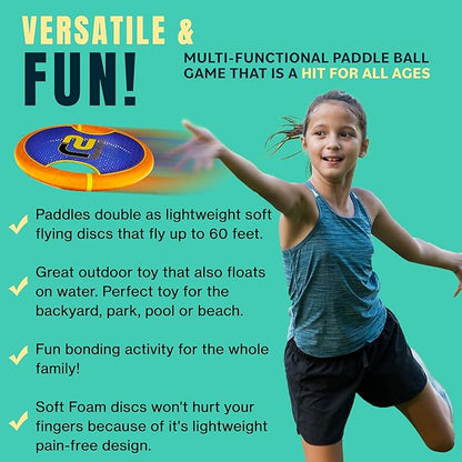 Fun Bouncy Paddle & Stringy Ball Toss & Catch Game - Easy to Use for Kids All Ages - Soft Foam