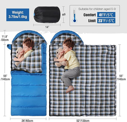 REDCAMP Kids Mummy Sleeping Bag for Camping, 3 Season Cold Weather Sleeping Bag Fit Boys,Girls &