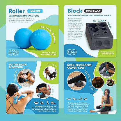 RAD All-in Complete Myofascial Release and Muscle Recovery Set - Includes Exercise Foam Rollers