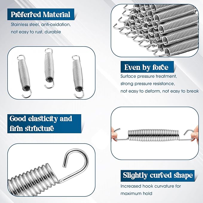 Tudomro Trampoline Springs 5.5 Inch Bulk Heavy Duty Stainless Steel Replacement Trampoline Springs