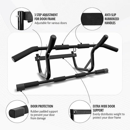 DMoose Fitness Pull Up Bar for Doorway - Upto 250 Lbs Capacity, No Screwing or Slipping, Hanging
