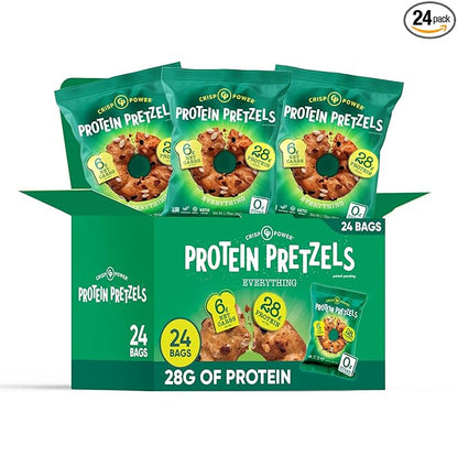Crisp Power Protein Pretzels, Everything, High Protein Vegan Keto Snack, 28 G Plant Based Protein