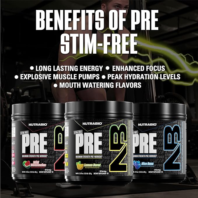 NutraBio STIM-Free PRE Workout for Men, New Formula | Laser Focus, Extreme Pumps | Performance