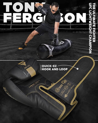 RDX Boxing Gloves, Pro Training Sparring, Maya Hide Leather, Muay Thai MMA Kickboxing, Men Women