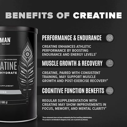Micronized Creatine Monohydrate Powder, Muscle Recovery, Caffeine Free, Creatine Pre Workout