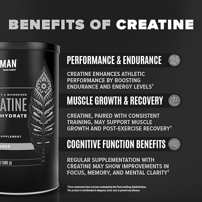 Micronized Creatine Monohydrate Powder, Muscle Recovery, Caffeine Free, Creatine Pre Workout