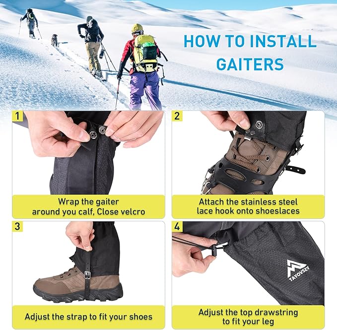 Gaiters for Hiking ??Waterproof and Breathable Leg Gaiters for Women and Men Boots, Adjustable