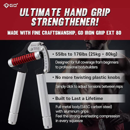 GD IRON GRIP Grip Strength Trainer Adjustable Hand Gripper Strengthener Hand Grip Exerciser Wrist