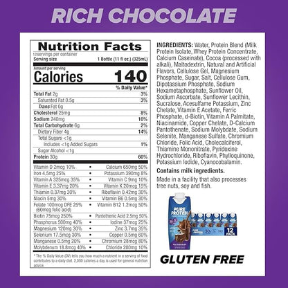 Pure Protein Protein Shake, 30g Complete Protein, Ready to Drink and Keto-Friendly, Vitamins A, C