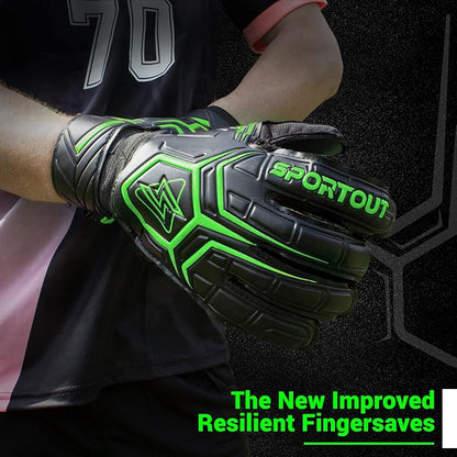 Sportout Goalie Gloves, Goalkeeper Gloves with Finger Protection, Breathable Soccer Goalie Gloves