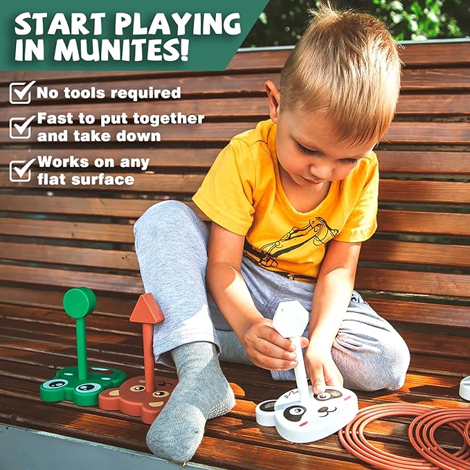 Animal Ring Toss Game Toy Set for Kids, 6 Targets Stands & 36 Rings Combo, Indoor Outdoor Party