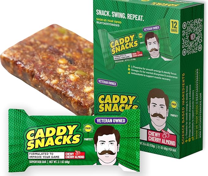 Caddy Snacks Chewy Cherry Almond – Healthy Snack Bars | Low Sugar | Vegan | Gluten Free | On-the-Go