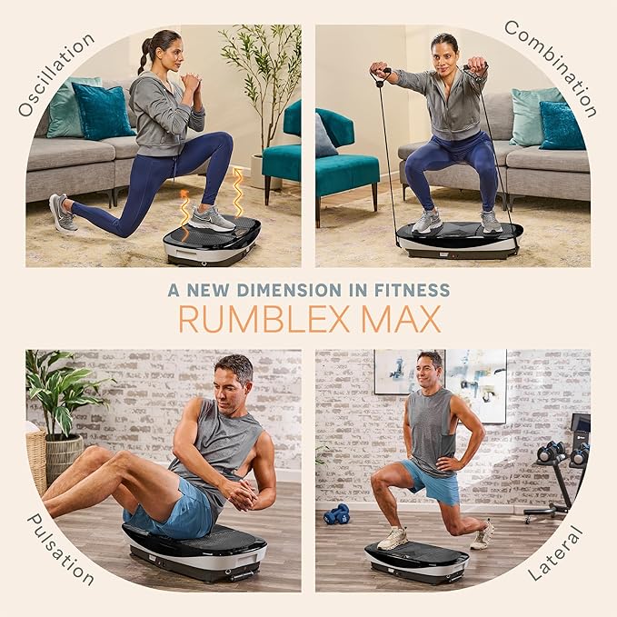Lifepro Rumblex Max 4D Black Vibration Plate Exercise Machine with Loop Resistance Bands for Home