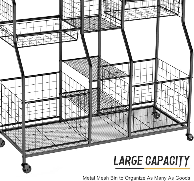 Garage Sports Equipment Organizer - Ball Storage Rack with Elastic Rope or Wire Mesh,Garage