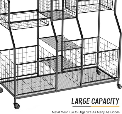 Garage Sports Equipment Organizer - Ball Storage Rack with Elastic Rope or Wire Mesh,Garage