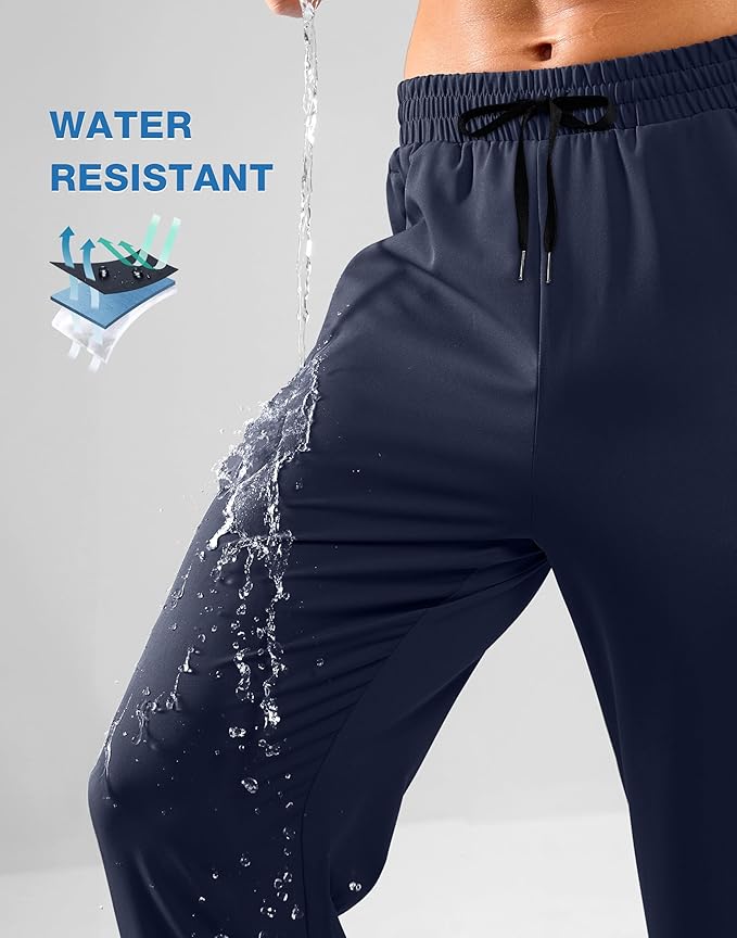 Pudolla Men's Lightweight Hiking Pants Quick-Dry Outdoor Sweatpants with Zipper Pockets for Casual