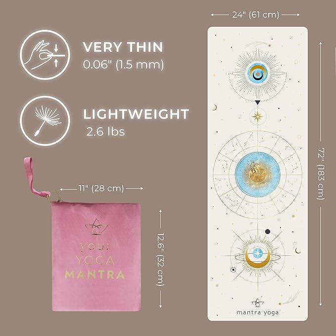 Mantra Yoga Travel PRO 1.5mm - Foldable Fitness & Exercise Mat with Bag | Lightweight, Compact &